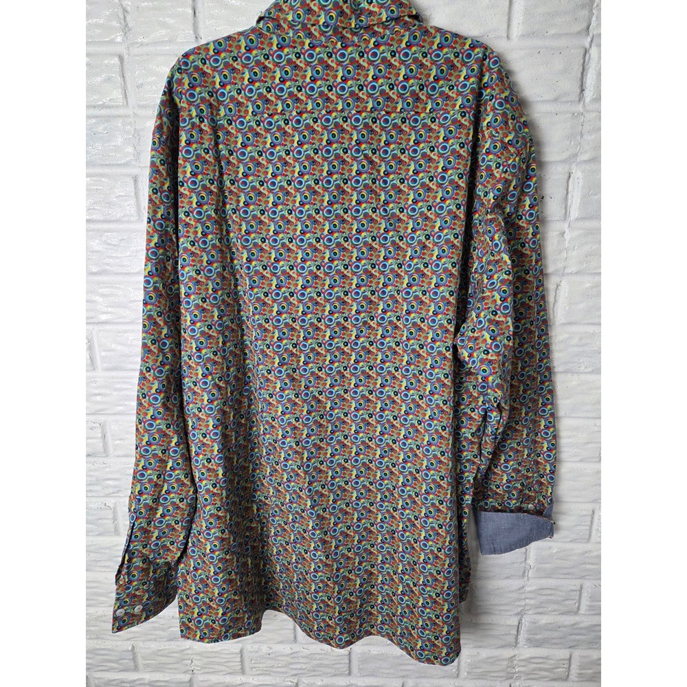 NWT Cremieux Premium Denim Mens 4XT Shirt Multi Color Circles Stretch Flip Cuff - Picture 5 of 8
